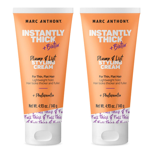 Marc Anthony Instantly Thick Styling Hair Cream (2-Pack) - Vitamin E & Biotin For Thicker, Fuller Hair With Lightweight Hold - V