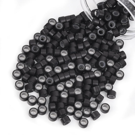 Vlasy 200Pcs 5Mm Silicone Lined Micro Ring Beads For Hair Extensions 5Colors Apply (200Pcs Dark Brown)