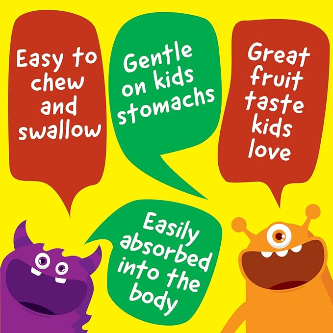 Kids Iron 10mg with Vitamin C 50mg Chewable Tablets - Tasty Natural Flavored - Vegan, Vegetarian, GMO-Free, Nut Free - Dietary Iron Supplement - Blood Formation for Children - 120 Chewables