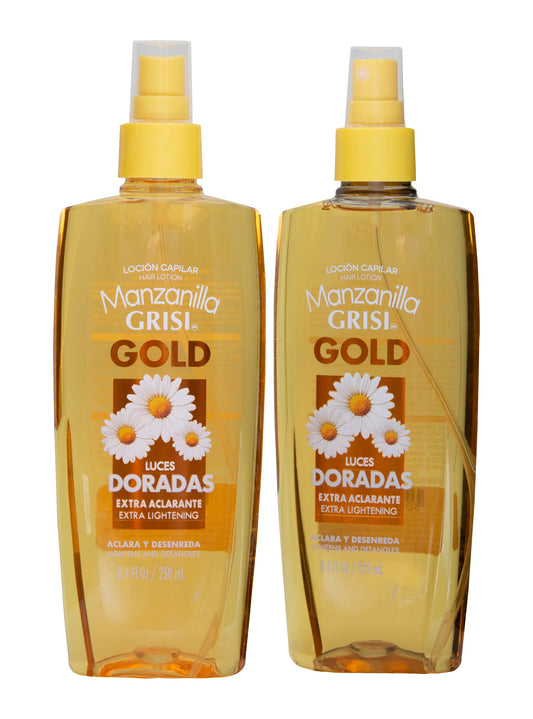 Manzanilla Grisi Hair Lotion Gold, Hair Lotion With Chamomile Extract, 2-Pack Of 8.4 Fl Oz, 2 Spray Bottles
