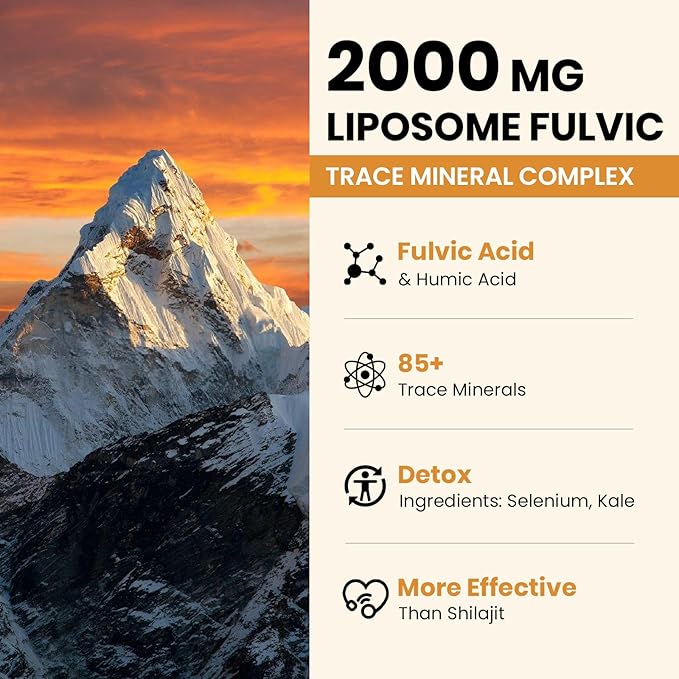 Trace Minerals Electrolytes Drops 2000 MG | Liquid Liposomal Fulvic Humic Acid Supplement | 85+ Trace Minerals | Hydration | Detoxification | Energy | pH Balance | Digestion | Immunity | 4 Oz