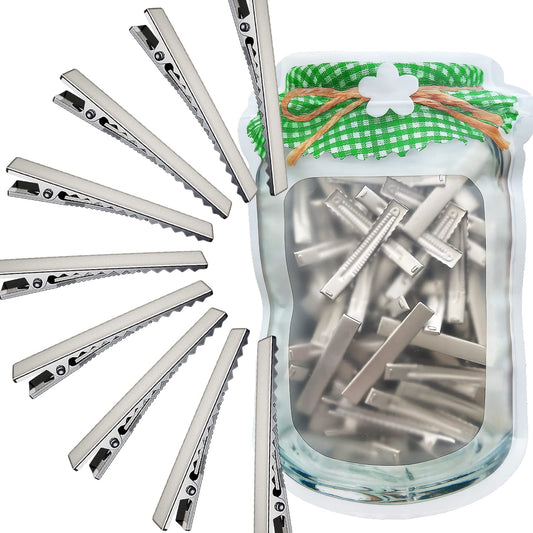 Hijeaton 60Pcs Alligator Metal Clips For Hair Bows And Crafts - Large Plain Diy Hairdresser Clips For Bow Making And Supplies (6