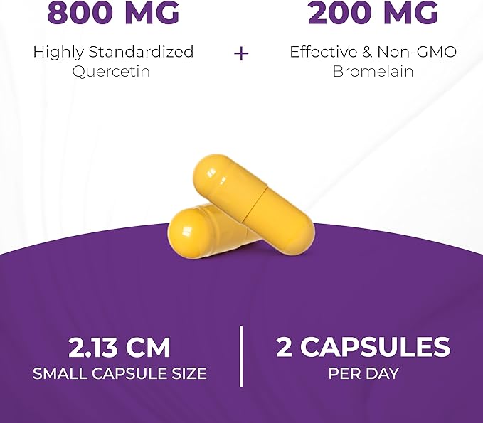 Sandhu's Quercetin with Bromelain 1000mg Per Serving 120 Count (Pack of 2) Vegetarian Capsules Bioflavonoids Supplement Complex Supports Immune & Respiratory Health
