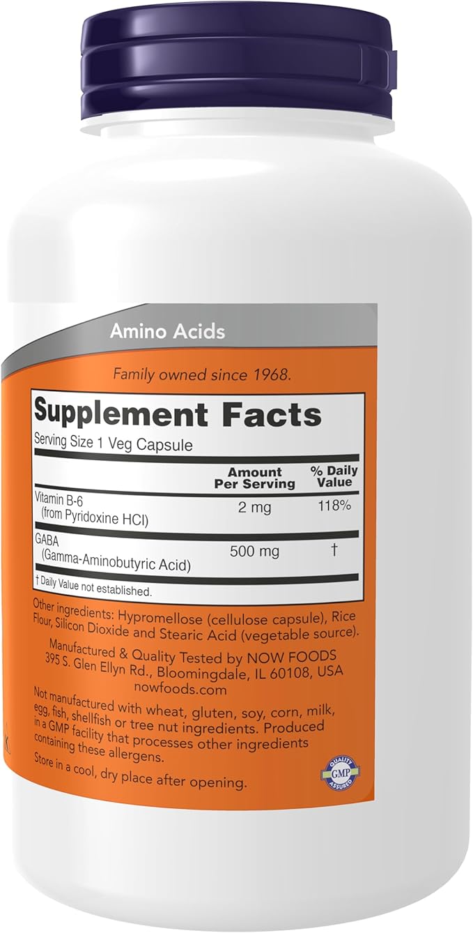 NOW GABA 500 mg,200 Veg Capsules