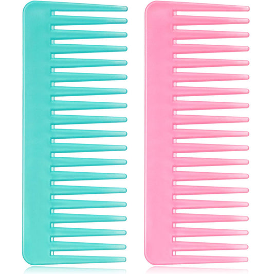 Large Hair Detangling Comb Wide Tooth Comb For Curly Hair Wet Dry Hair, No Handle Detangler Comb Styling Shampoo Comb (Cyan, Pin