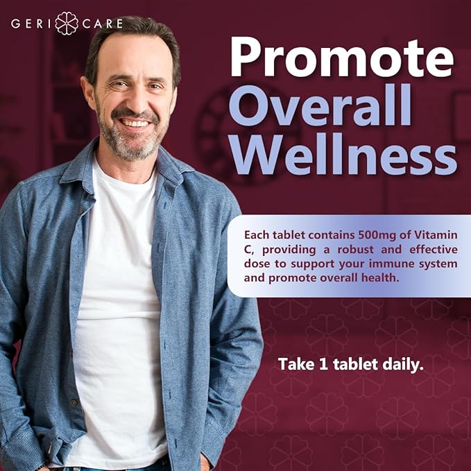 GeriCare Vitamin C 500 mg, Antioxidant, Immune System Support, Nutritional Supplement Tablets, 1000 Count (Pack of 1)