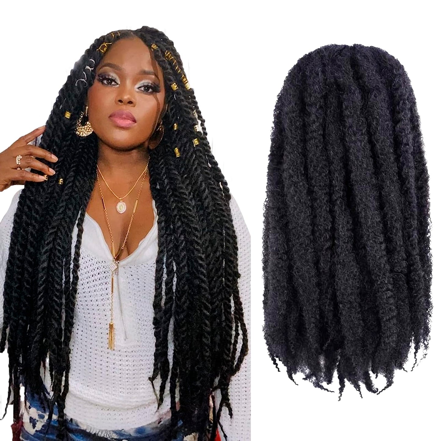 Toyotress Marley Hair Crochet Braids - 22 Inch 6 Packs Marley Twist Crochet Hair For Faux Locs, Afro Kinky Curly Marley Braids S