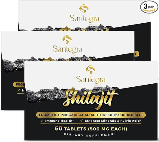 30,000 MG Shilajit Tablets, 100% Shilajit Pure Tablets 180 Counts - Shilajit Himalayan Organic Rich in Fulvic Acid & 85+ Trace Minerals, Shilajit Resin Supplement for Energy & Immune System
