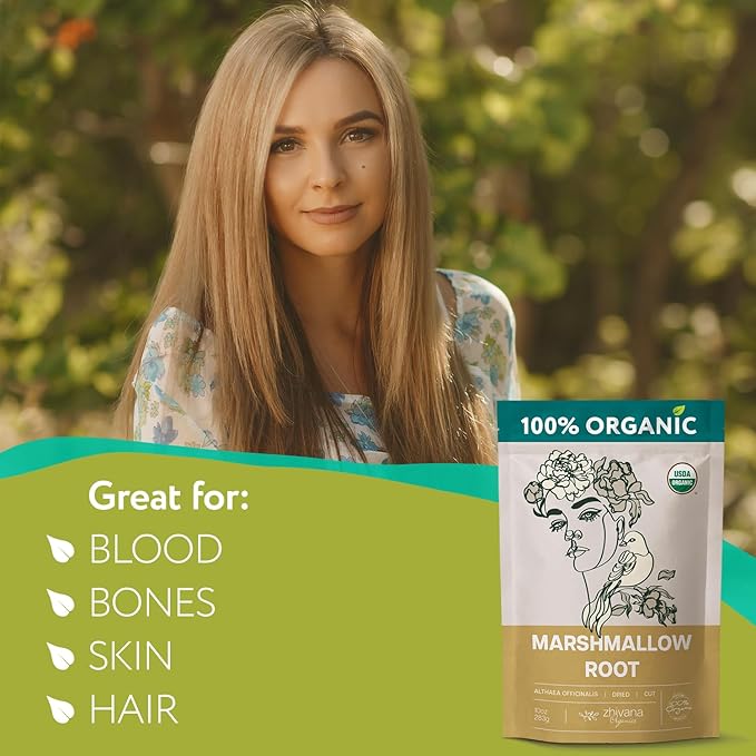 Organic Marshmallow Root (2 Pack) – All-Natural, Pure Herbal Tea for Soothing Throat & Digestive Health