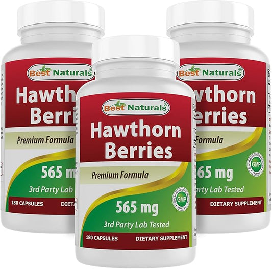 Best Naturals Hawthorn Berry 565 mg 180 Capsules (180 Count (Pack of 3))