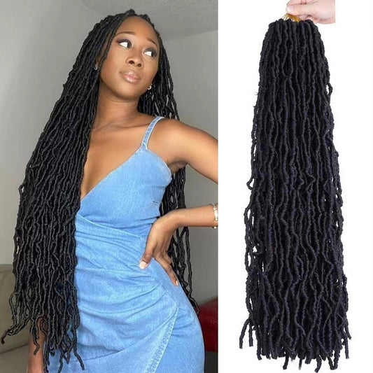 30 Inch Faux Locs Crochet Hair For Black Women 7 Packs Soft Locs Crochet Hair For Butterfly Locs Hair Curly Wavy Goddess Locs (3