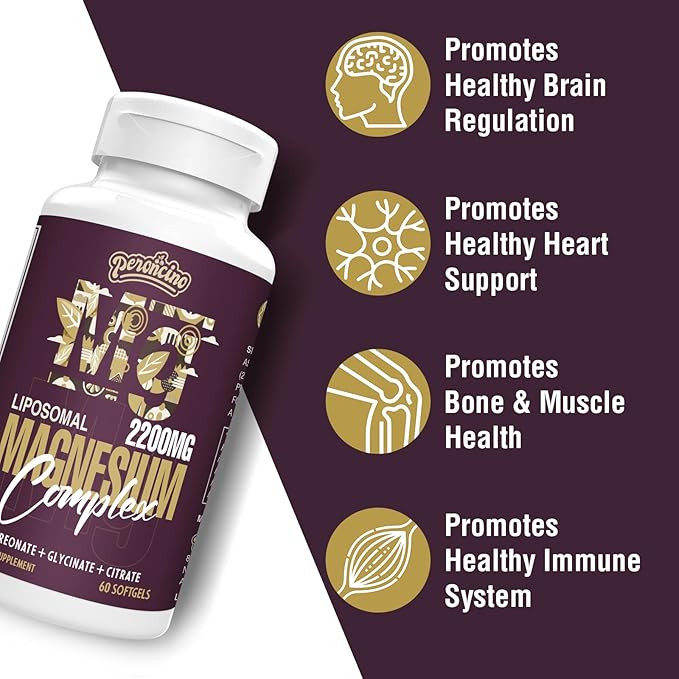 Liposomal Magnesium Complex 2200MG Softgels,Magnesium Threonate, Magnesium Glycinate, Magnesium Citrate, Three-in-one Supplement, Gluten Free, 60 Softgels (120 Count (Pack of 2))