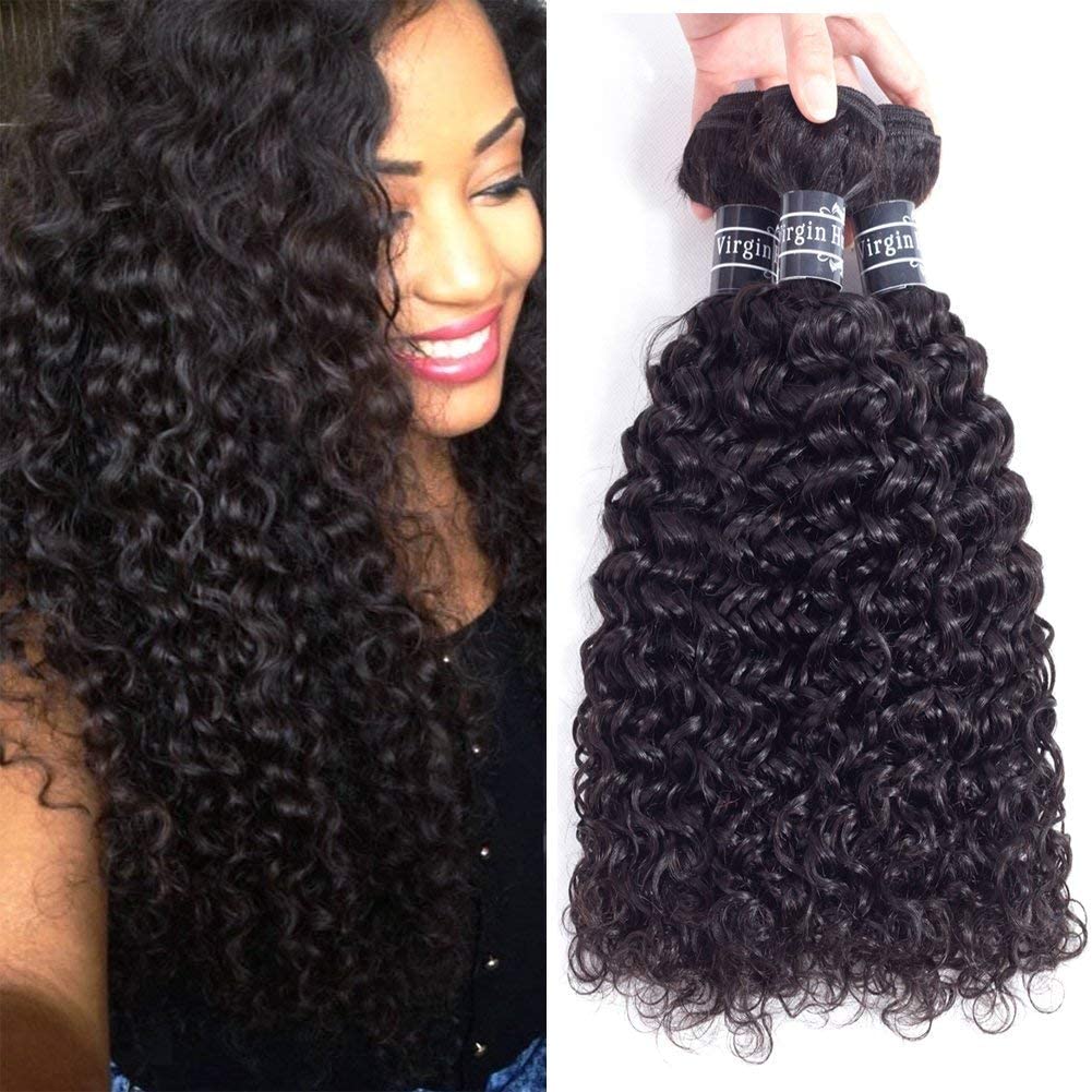 Amella Hair 8A Brazilian Curly Hair 3 Bundles Curly Weave Brazilian Human Hair Bundles 100% Unprocessed Brazilian Virgin Hair Bl