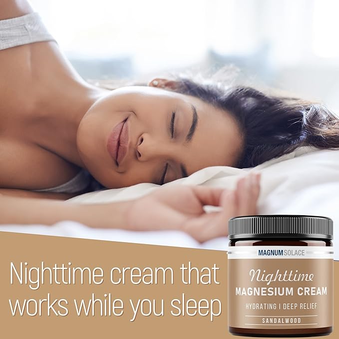 Magnesium Lotion – Nighttime Magnesium Cream – Apply to Leg Muscles, Arms or Chest - Topical Magnesium Chloride – USA Made and Safe for Kids (Sandalwood)