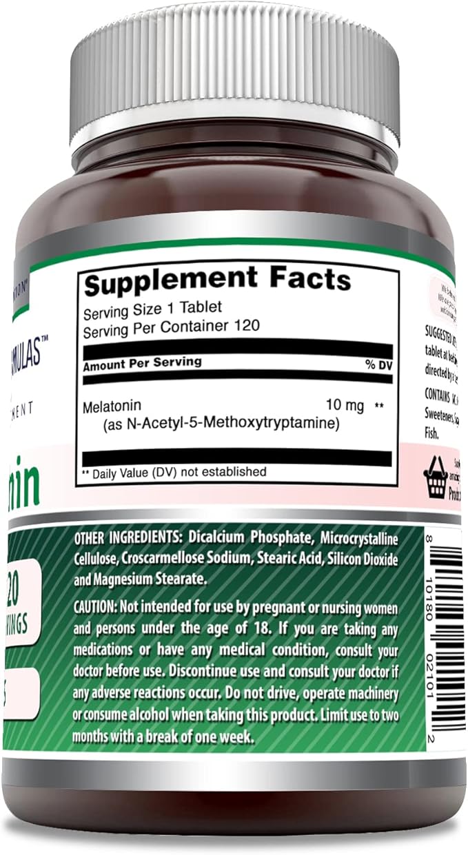 Amazing Formulas Melatonin Supplement | 10 Mg | 120 Tablets | Non-GMO | Gluten-Free | Made in USA