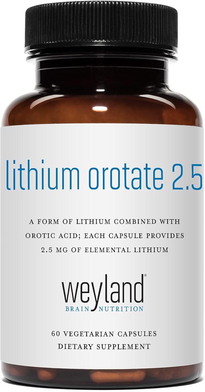 Lithium Orotate 2.5mg (3 Bottle), 180 Vegetarian Capsules, Lithium Supplement Supports Healthy Mood, Behavior, Memory and Wellness