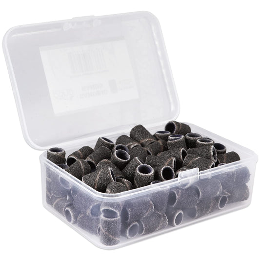 100 Pcs Large Black Nail Drill Bits Sanding Bands For Nail Drill 100 Coarse Grit - Nail File For Acrylic Nail Gel Manicures Pedi