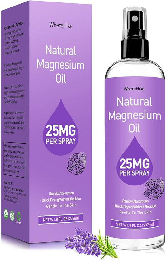Magnesium Spray, Pure Magnesium Oil Spray for Feet,Ideal Gift for Muscle Relaxation&Better Sleep,Rapid Absorption,Quick Drying Without Residue-Lavender