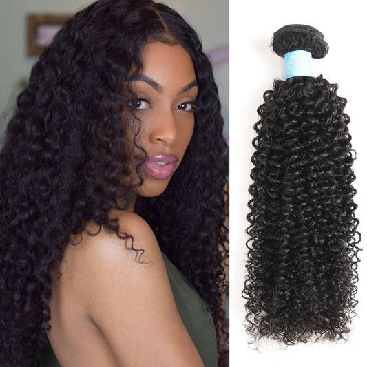 Bly 7A Mongolian Kinky Curly Human Hair Bundles 26 Inch Unprocessed Hair Weave Weft For Black Women Natural Color