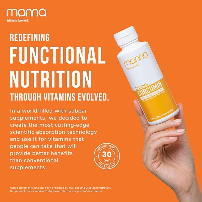 Manna Vitamins Evolved Liposomal Liquid Curcumin for Advanced Absorption Best Turmeric Supplement for a Healthy Life (3 Pack)