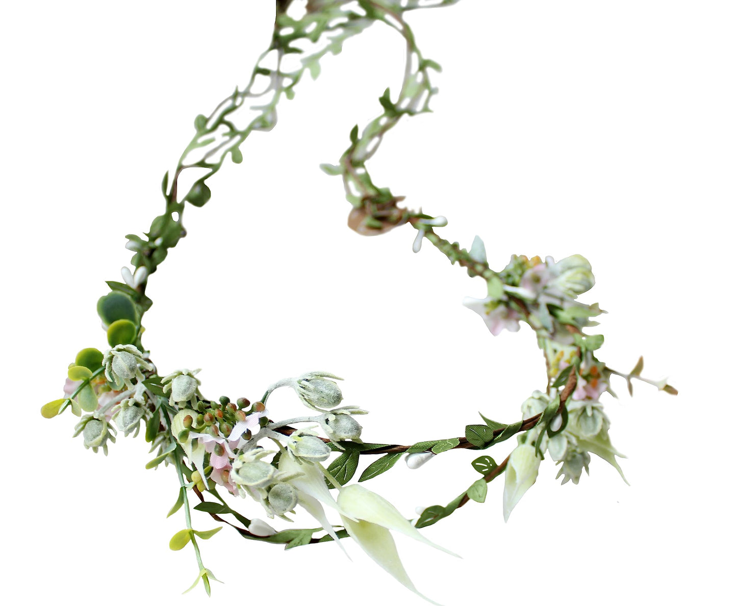 Vivivalue Wedding Flower Crown Flower Garland Headband Hair Wreath Floral Headpiece Halo Boho With Ribbon Party Prom Festival Ph