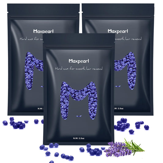 Maxpearl Hard Wax Beads, Pack Of 3 Hair Removal Wax Beans Refill - Brazilian, Bikini Waxing, Face, Eyebrows, Underarms, Arms, Ch
