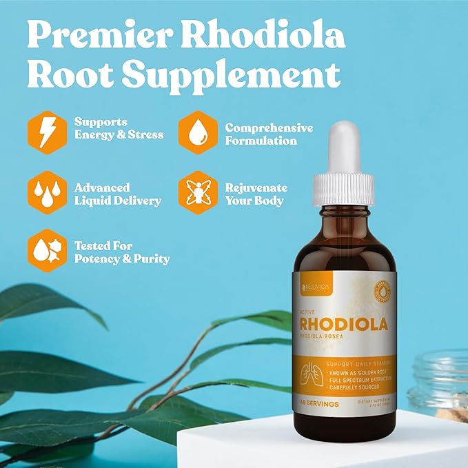 Rejuvica Health Active Rhodiola + Active Ashwagandha - Support Energy + Stress - Liquid Delivery for Better Absorption - Rhodiola Root & Ashwagandha Root