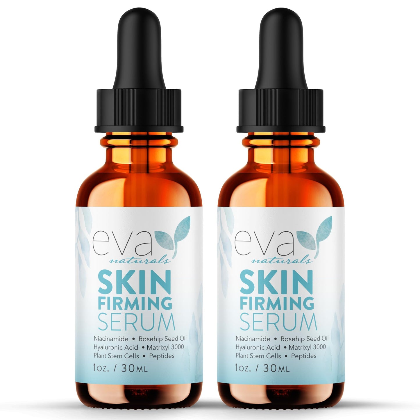 Eva Naturals Skin Firming Serum With Hyaluronic Acid, Vitamin C, And Niacinamide For Face - 2 Pack