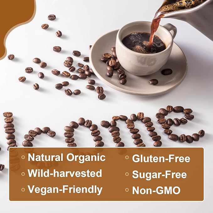 Mushroom Coffee - Lions Mane Mushroom Powder Instant Coffee with Lion's Mane, Reishi, Chaga, Cordyceps, and Turkey Tail - Mushroom Coffee Alternative for Energy, Mental Clarity & Focus, Brain Booster