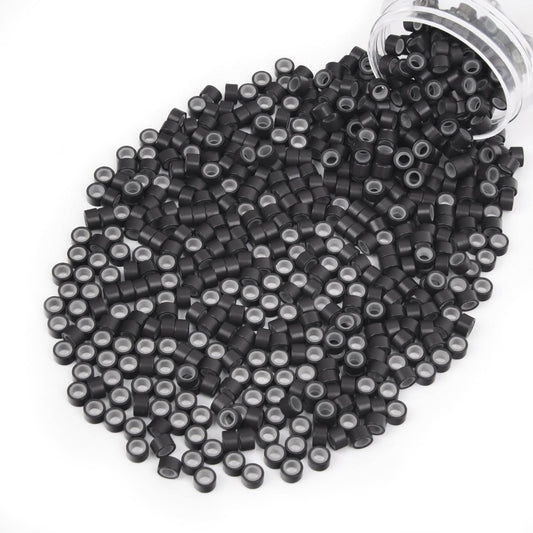 Vlasy 400Pcs 5Mm Silicone Lined Micro Ring Beads For Hair Extensions 5Colors Apply (400Pcs Dark Brown)