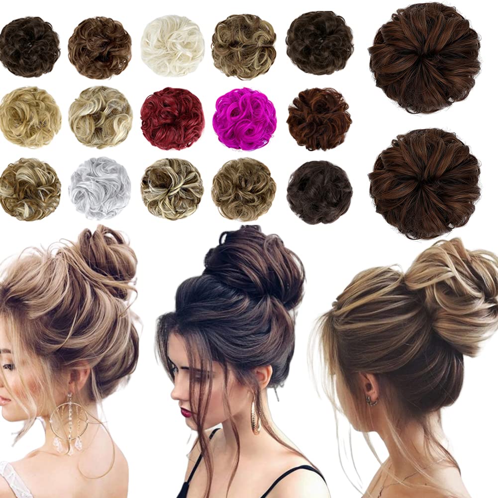 Messy Hair Bun Thick Updo Scrunchies Ponytail Extension Hair Extensions Hair Pieces For Women Light Brown Mix Mid Brown