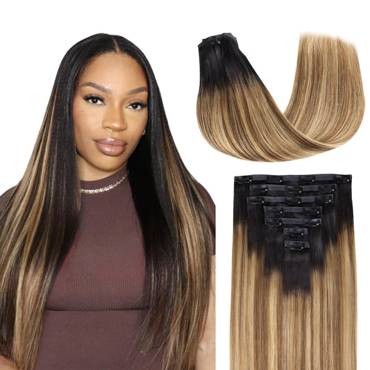 Lashey Pu Clip In Hair Extensions Straight 110G 7Pcs Seamless Clip In Hair Extensions 18 Inch Balayage Ash Brown To Honey Blonde
