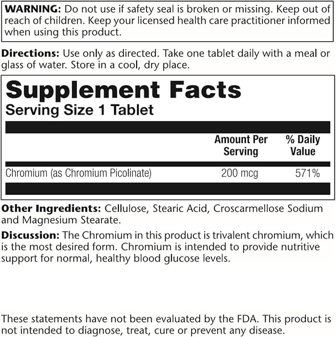 Solaray Chromium Picolinate 200mcg | 100ct