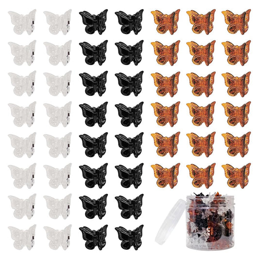 50 Packs Assorted Color Butterfly Hair Clips, Beautiful Mini Butterfly Hair Clips Hair Accessories For Women And Girls (Black, B