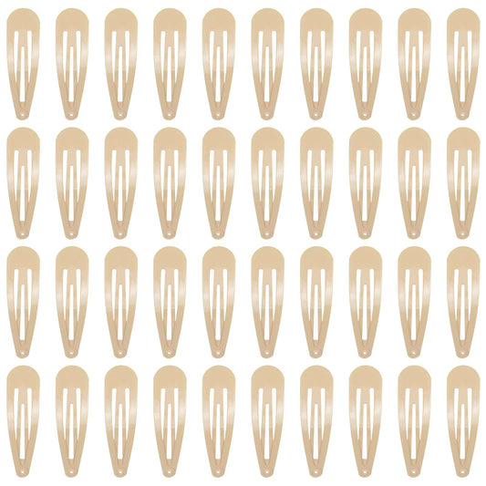 40 Counts Colorful Metal Snap Hair Clips 2 Inch Barrettes For Women Accessories (Taupe)