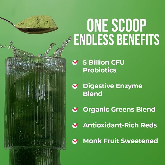 GOBIOTIX Super Greens and Reds Powder - Red and Green Superfood - Probiotic Supplement - Digestive Enzymes and Beet Root Powder - Organic Whole Foods Dietary Supplement (Mango, 3 Pack)
