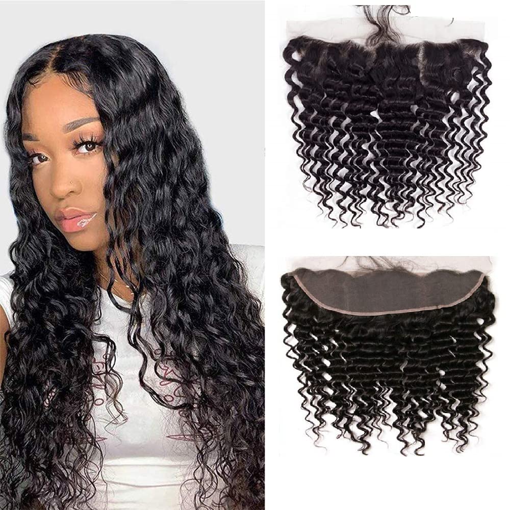 12A Grade Deep Wave Lace Frontal 13X4 Ear To Ear Lace Frontal 20 Inch 100% Unprocessed Brazilian Virgin Human Hair Swiss Lace Fr