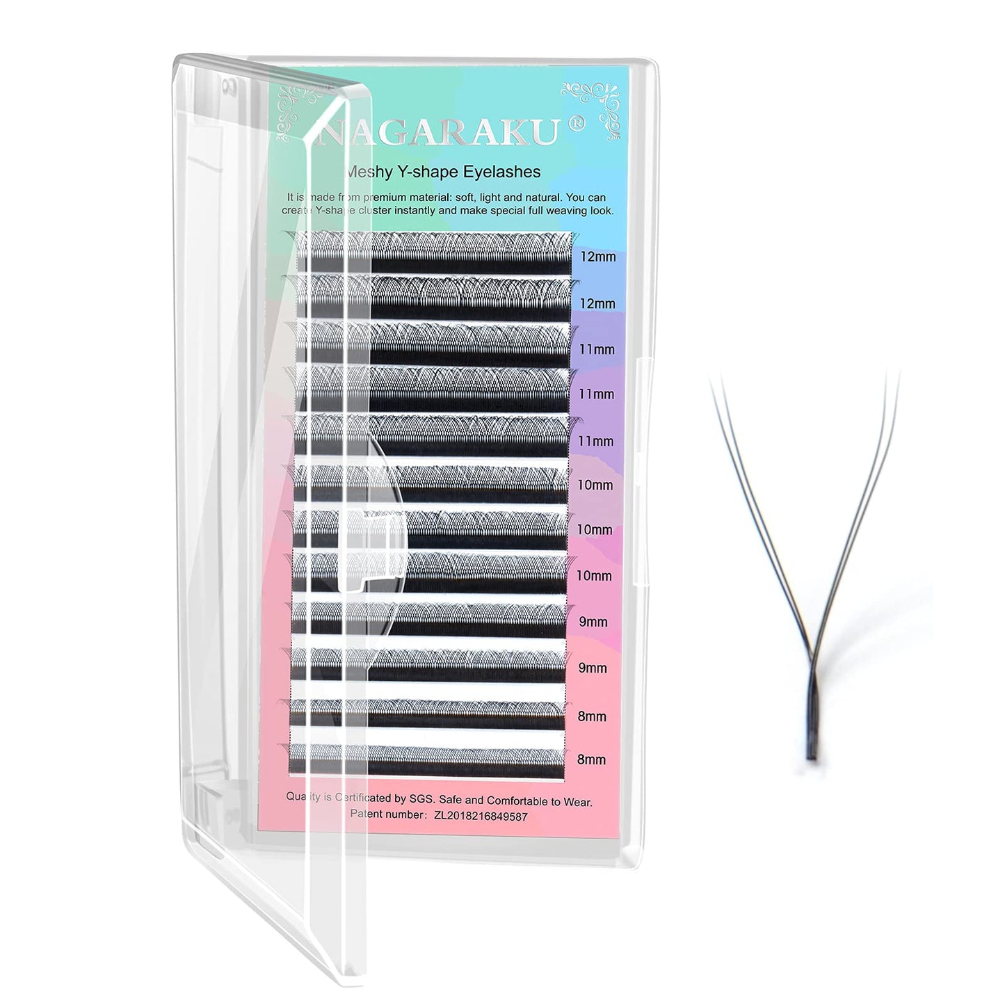 Nagaraku 5 Trays Yy Eyelash Extensions Y Lash 0.05Mm C 8-12Mm Mix Tray In 1 Pack Premade 4D Easy Fan Russian Volume Cluster Faux