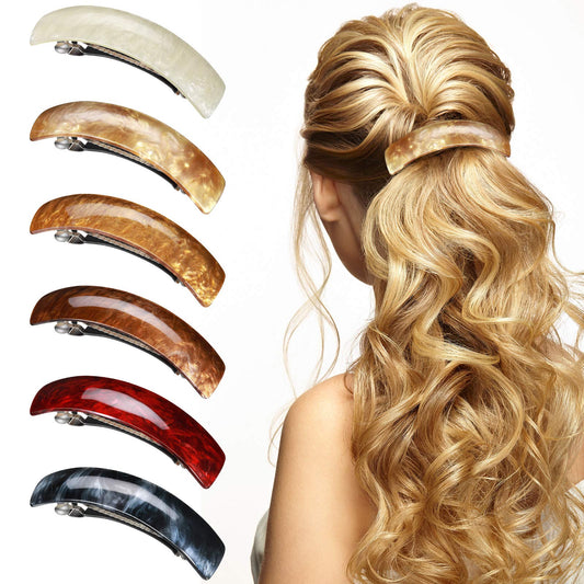 6 Pieces Barrettes For Women Hair Clips Hair Accessories Large French Hair Pin Retro Hair Clasp, 6 Colors (Classic Pattern)