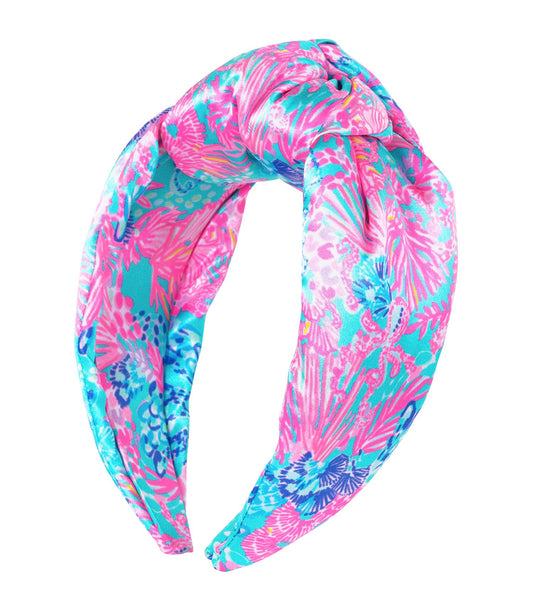 Lilly Pulitzer Colorful Knotted Headband, Wide Satin Headband, Cute Hair Accessories For Women & Girls, Splendor In The Sand