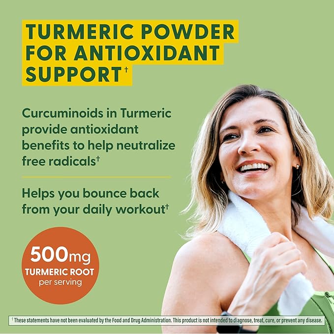 MegaFood Daily Turmeric Nutrient Booster Powder - Turmeric Supplement -with Black Pepper Extract, Tart Cherry & Vitamin C - Vegan - Made Without 9 Food Allergens - 2.08 Oz (30 Servings)
