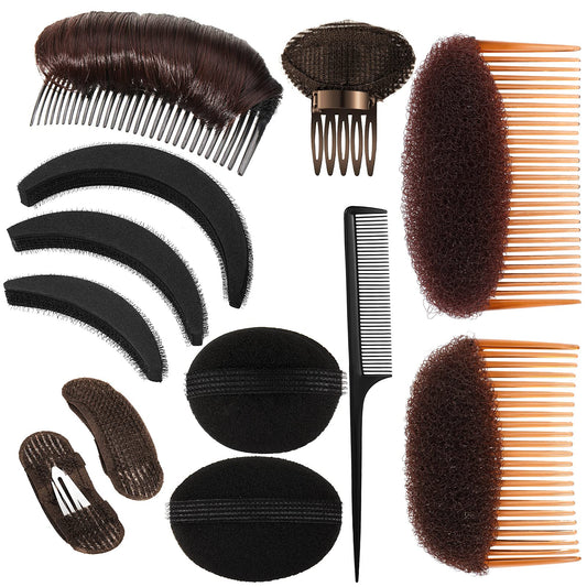 12 Pieces Hair Base Sponge Invisible Hair Clip Comb Bump It Up Volume Tool False Hair Pads Hair Bump Styling Insert Tool Hair Ex