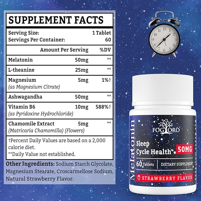 Fogoro Powerful Melatonin -Fall Asleep Faster, Stay Asleep Longer,Easy to Take