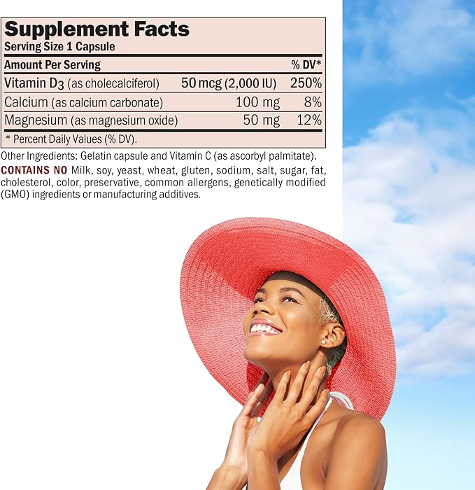 ANDREW LESSMAN Vitamin D3 2000 IU 180 Capsules - High Potency, Essential for Calcium Absorption, Supports Bone Health, Healthy Muscle Function, Immune System, More. Small Easy to Swallow Capsules