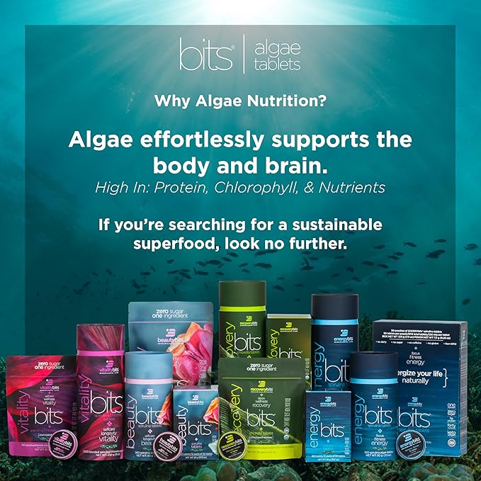 BEAUTYbits - Organic Spirulina Tablets - Algae Superfood - Collagen, Protein, Chlorophyll - Hair, Nails, & Skin Care - Vegan, Keto, Gluten Free - Self Care - Skincare Beauty - 30 Bags, 900 Tablets