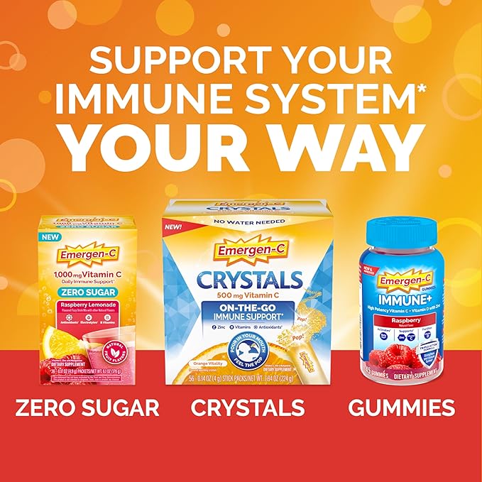 Emergen-C Elderberry Gummies, Elderberry Immune Support Natural Flavors with High Potency Vitamin C, 36 Count