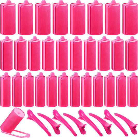 40 Pieces Sponge Hair Rollers Satin Rollers For Black Hair, Silk Rollers Foam Hair Rollers Hair Curlers With Duck Teeth Hair Cli