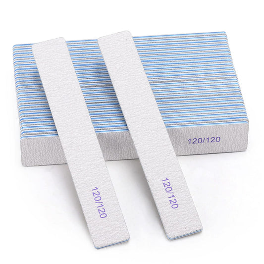 25 Pieces 120 Grit Rectangle Nail Files For Acrylic Nails And Natural Nails, Reusable Nail Buffers Double Sided Emery Boards Man