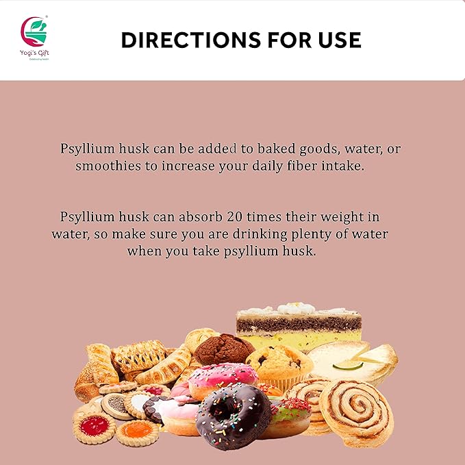 Psyllium Husk Powder 8 oz | 98% Purity | Daily Fiber for Baking, Smoothies, Cooking, and Beverages | Unflavored, Fine Ground, Non-GMO | Keto Friendly Soluble Fiber Supplement by Yogi's Gift®