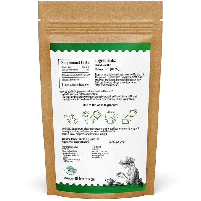 4 oz. Catnip Tea Catnip Herb Tea (Nepeta L.) - 113g Cat Nip Herb Hierba Gatera